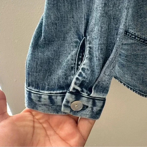 Lori Goldstein Chambray Button Down Shirt Long Sleeve Western M - Picture 6 of 9